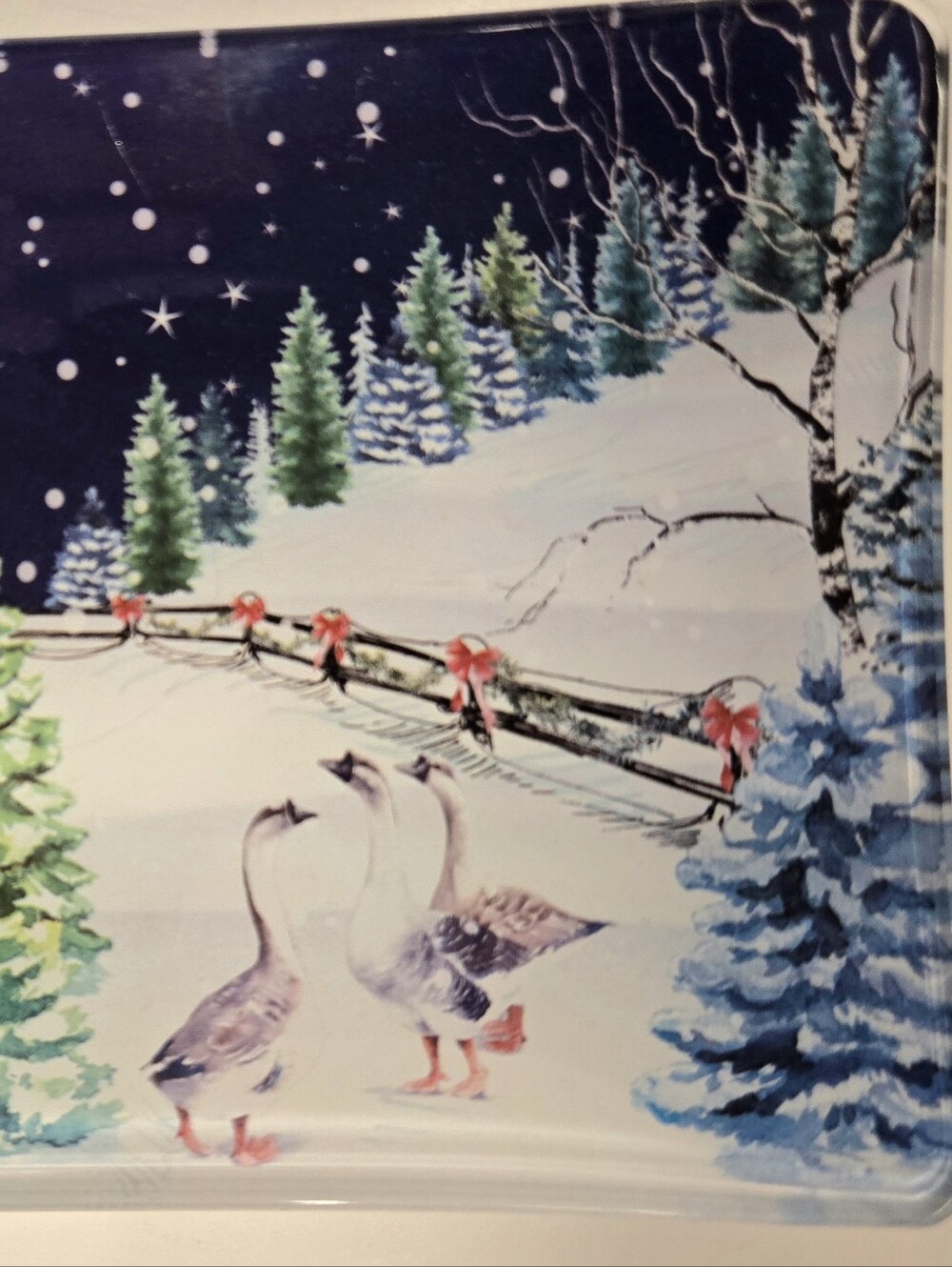 Michel Design Works Christmas Snow Glass Soap Dish Trinket Tray Winter Geese - Picture 6 of 6